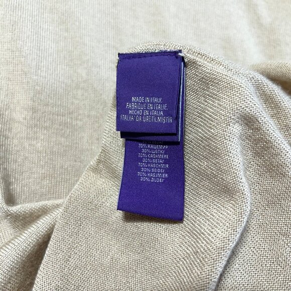 Ralph Lauren Purple Label Womens M Beige V-Neck Oversized Poncho-Style Knit Top - Picture 9 of 12